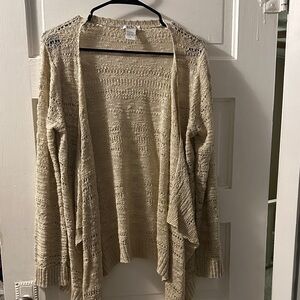 Cream Open-Front Cardigan